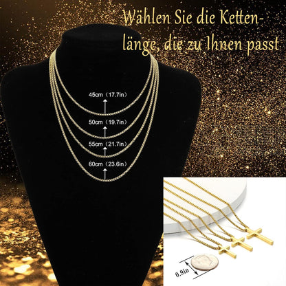 AFSTALR Gold Kreuz Kette Herren Halskette Religiös Anhänger 60cm