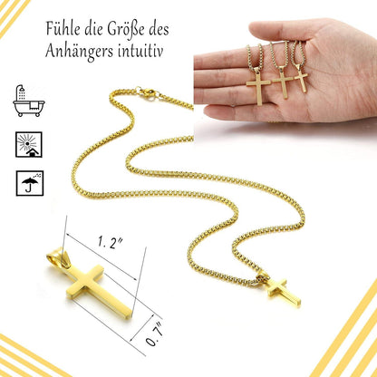 Kreuz Kette Herren Gold/Silber Anhänger Christentum Schmuck