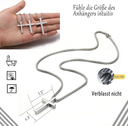 Herren Kreuzkette Edelstahl Anhänger Religiöses Schmuck
