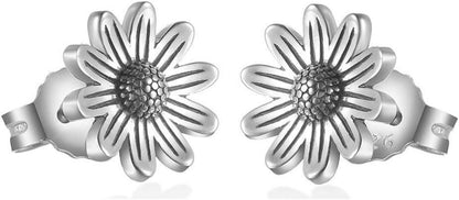 Elegante Damen Blumen Ohrstecker Silber Chrysantheme 925 Sterling Silber