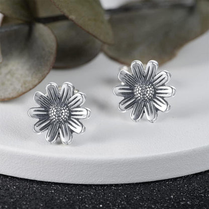 Elegante Damen Ohrstecker Blumen Ohrringe Silber 925 Silber-Chrysantheme
