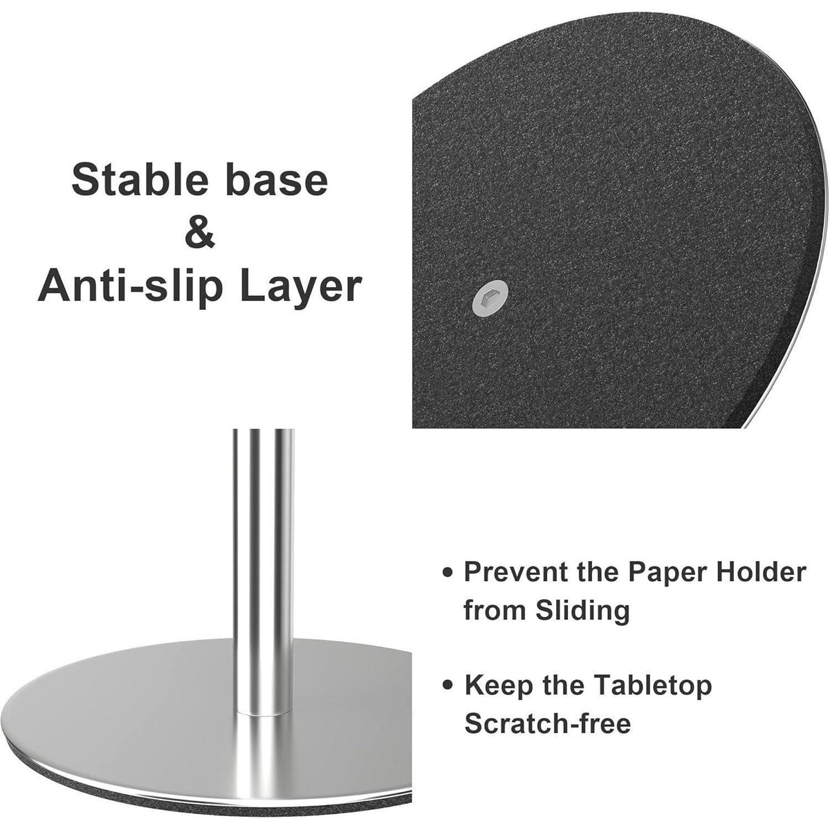Küchenrollenhalter Edelstahl Silber Stehend mit stabiler Basis