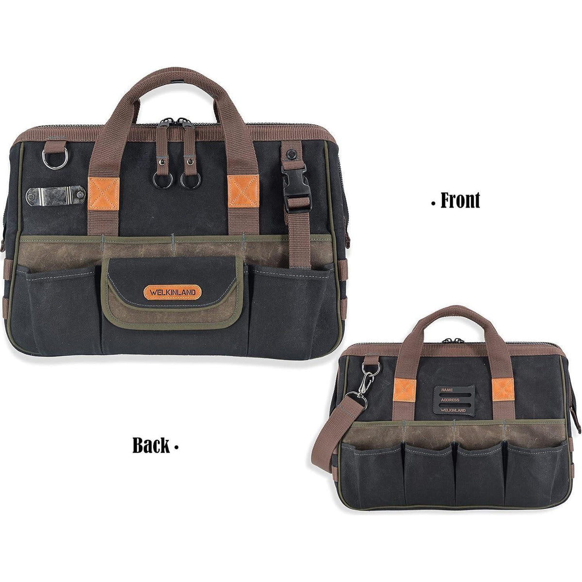 Werkzeugtasche aus gewachstem Segeltuch mit 32 Taschen