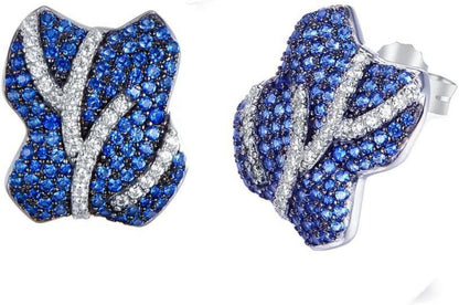 Elegante S925 Silber Zirkon Damenohrringe Blau Schmetterling Ohrringe