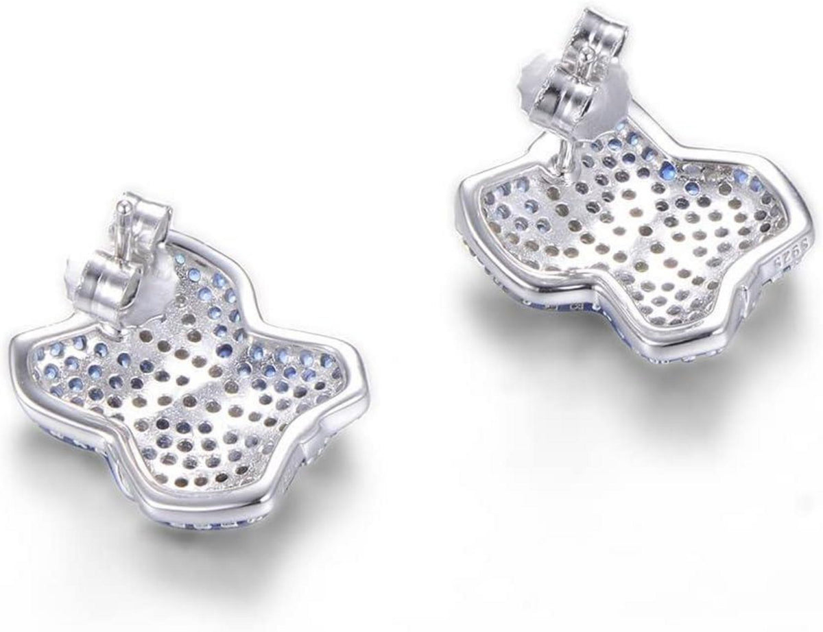 Elegante S925 Silber Zirkon Damenohrringe Blau Schmetterling Ohrringe