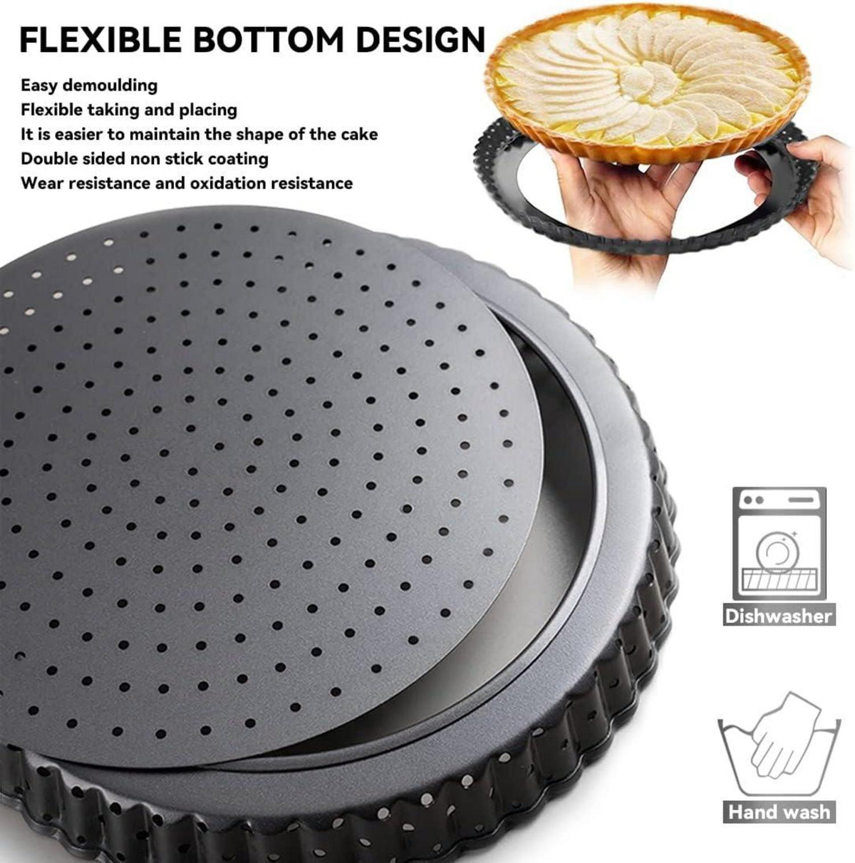 Antihaft Tarteform mit Hebeboden Ø 28cm - Abnehmbarer Boden - Karbonstahl - Runde Quicheform