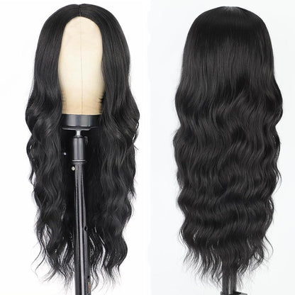 Lange schwarze Lockenperücke – Synthetisch & Hitzebeständig