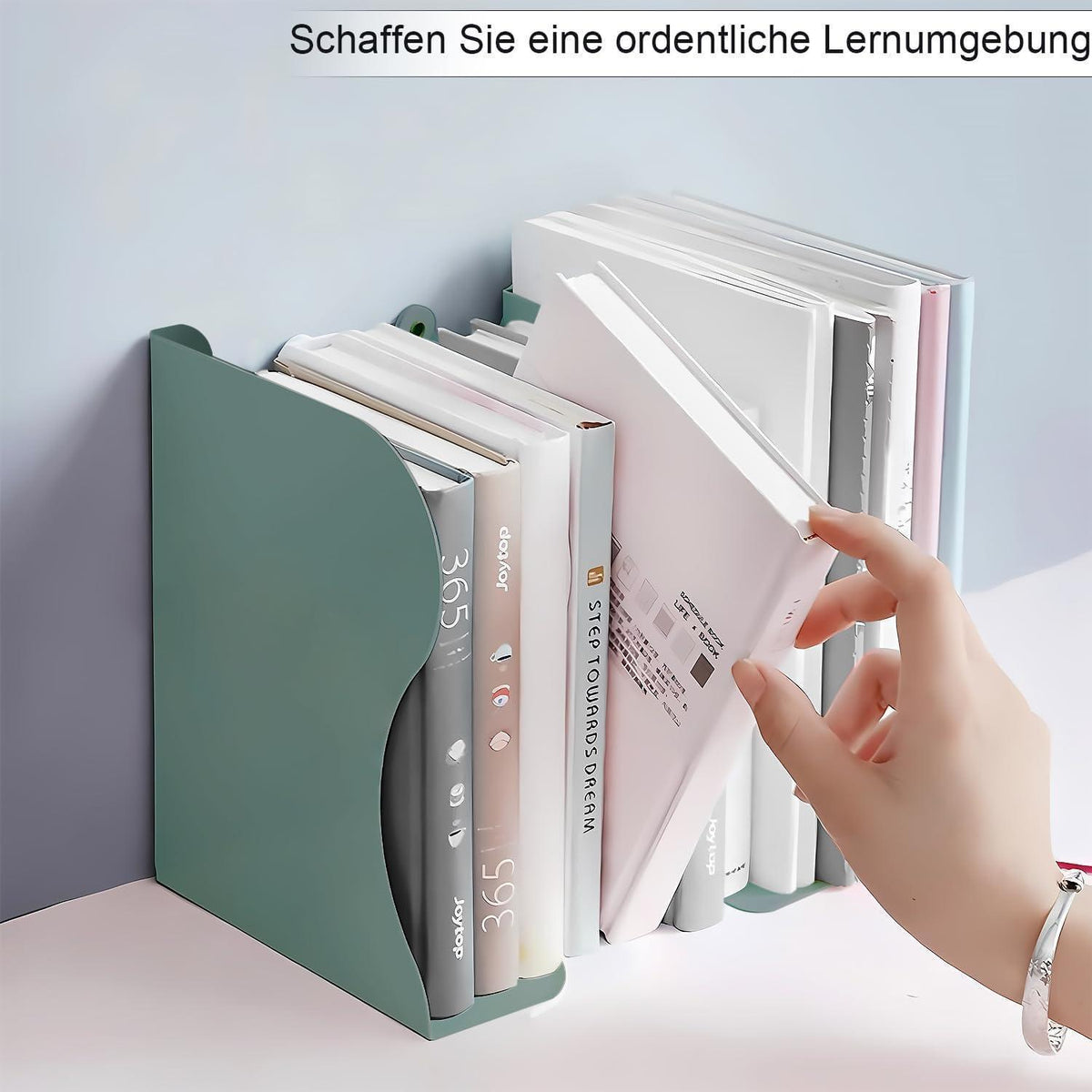 Verstellbare Metall Buchstützen für Schreibtisch & Regal Grün