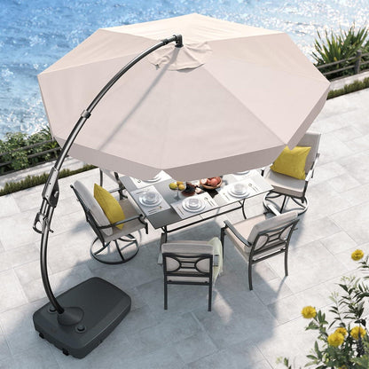 Sonnenschirm 300cm Beige Rund mit Volant und Kurbel