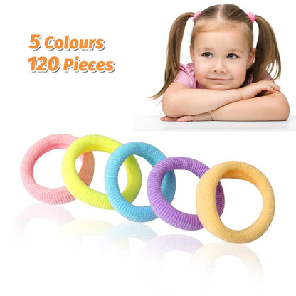 120 Mini Haargummis Mädchen Baby Zopfgummis Haarbänder 5 Farben