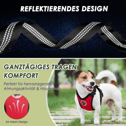 Hundegeschirr Auto Sicherheitsgurt Set – Atmungsaktiv, Rot, XS