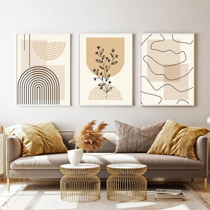 3er Poster Set Beige Modern Boho 50x70cm