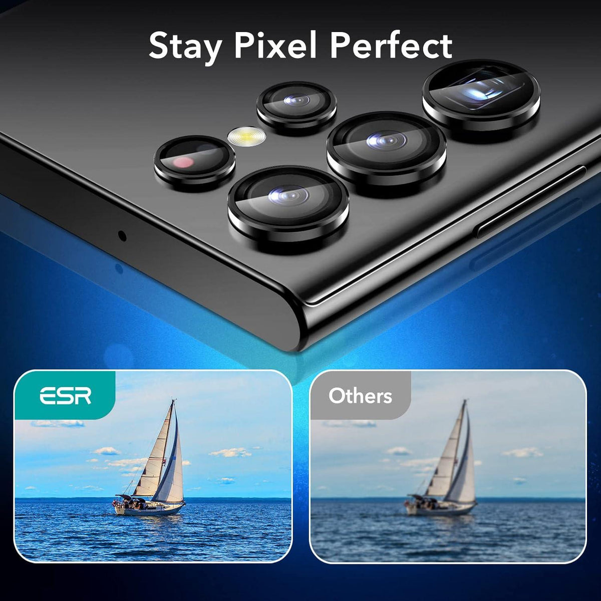 ESR Samsung Galaxy S22 Ultra Kamera Schutzfolie 5er Pack Schwarz