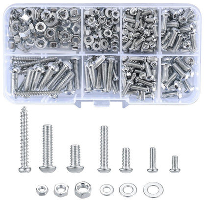 Schrauben- und Muttern-Set M3-M5, 380 Teile, Silber