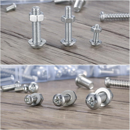 Schrauben- und Muttern-Set M3-M5, 380 Teile, Silber