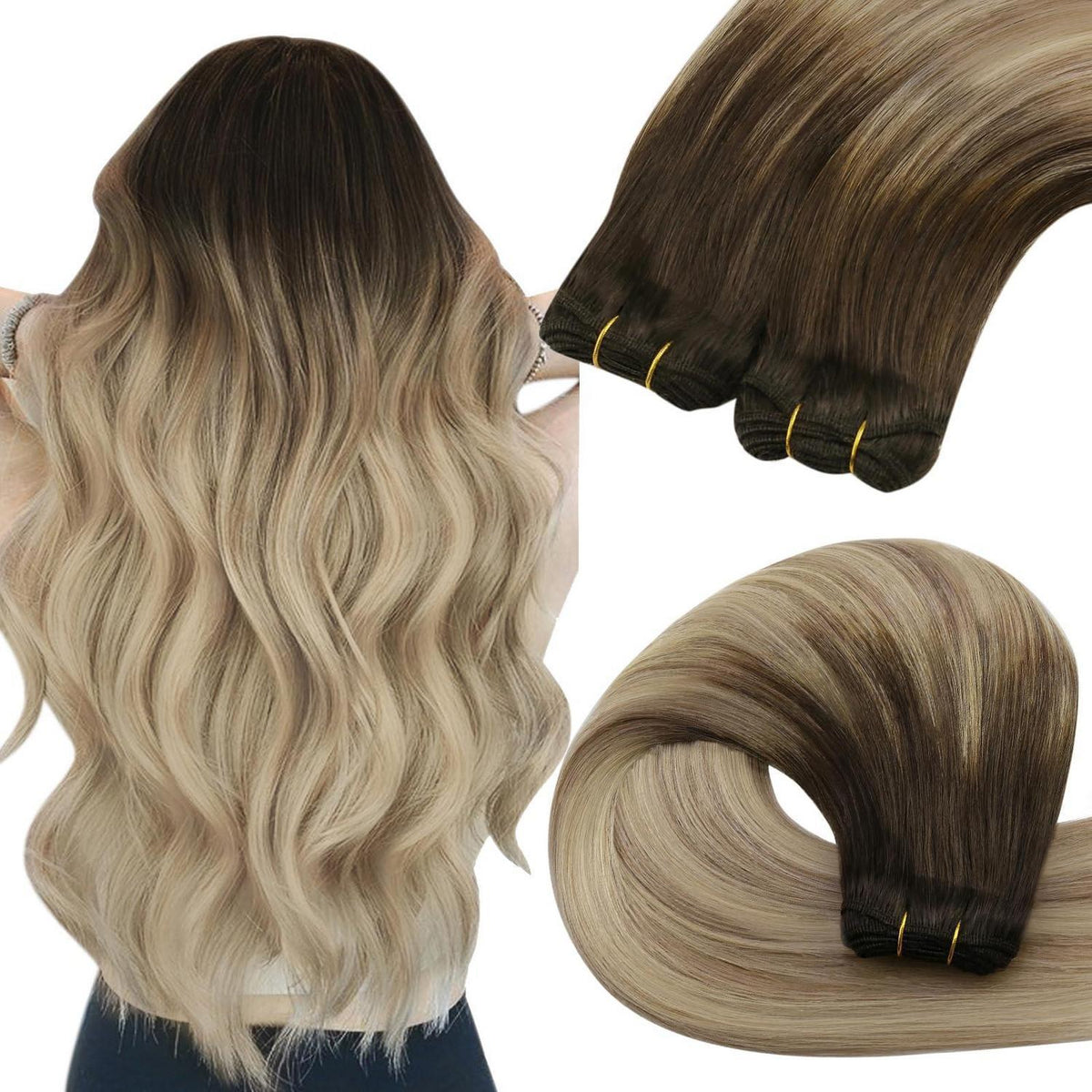 Dunkelbraune Echthaar Tressen 55cm – 100g Weft Extensions
