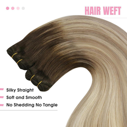 Dunkelbraune Echthaar Tressen 55cm – 100g Weft Extensions