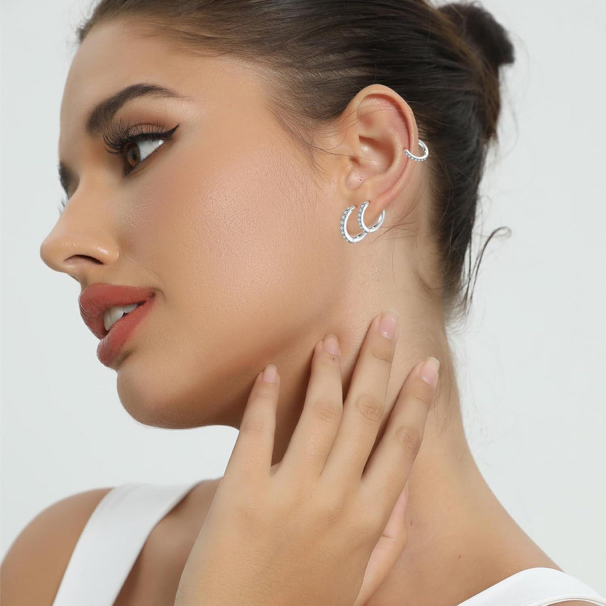 Creolen Silber 925 Set für Damen & Herren – 3 Größen mit Zirkonia