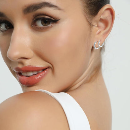 Creolen Silber 925 Set für Damen & Herren – 3 Größen mit Zirkonia