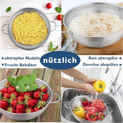 Edelstahl Küchensieb Set 3er Mikroperforiert Spülmaschinenfest 16/22/28cm