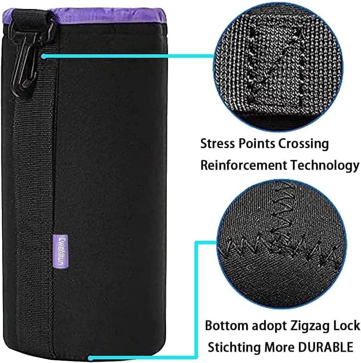 Objektivtasche Set aus Neopren für Kameraobjektive - 4 Größen - Schwarz