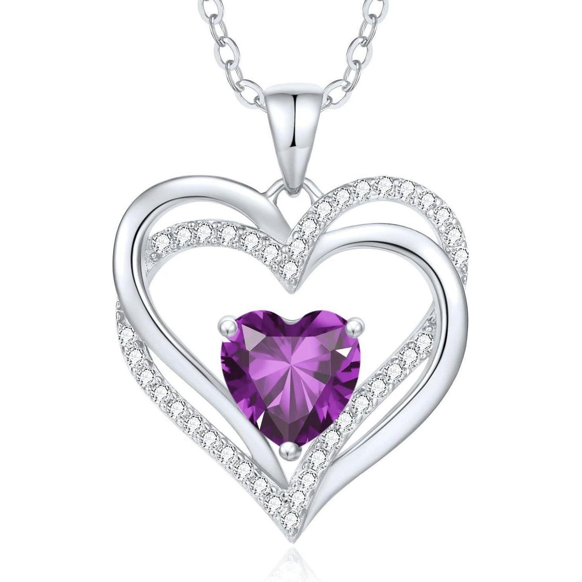 Damen Halskette Herz mit Geburtsstein aus 925 Sterling Silber