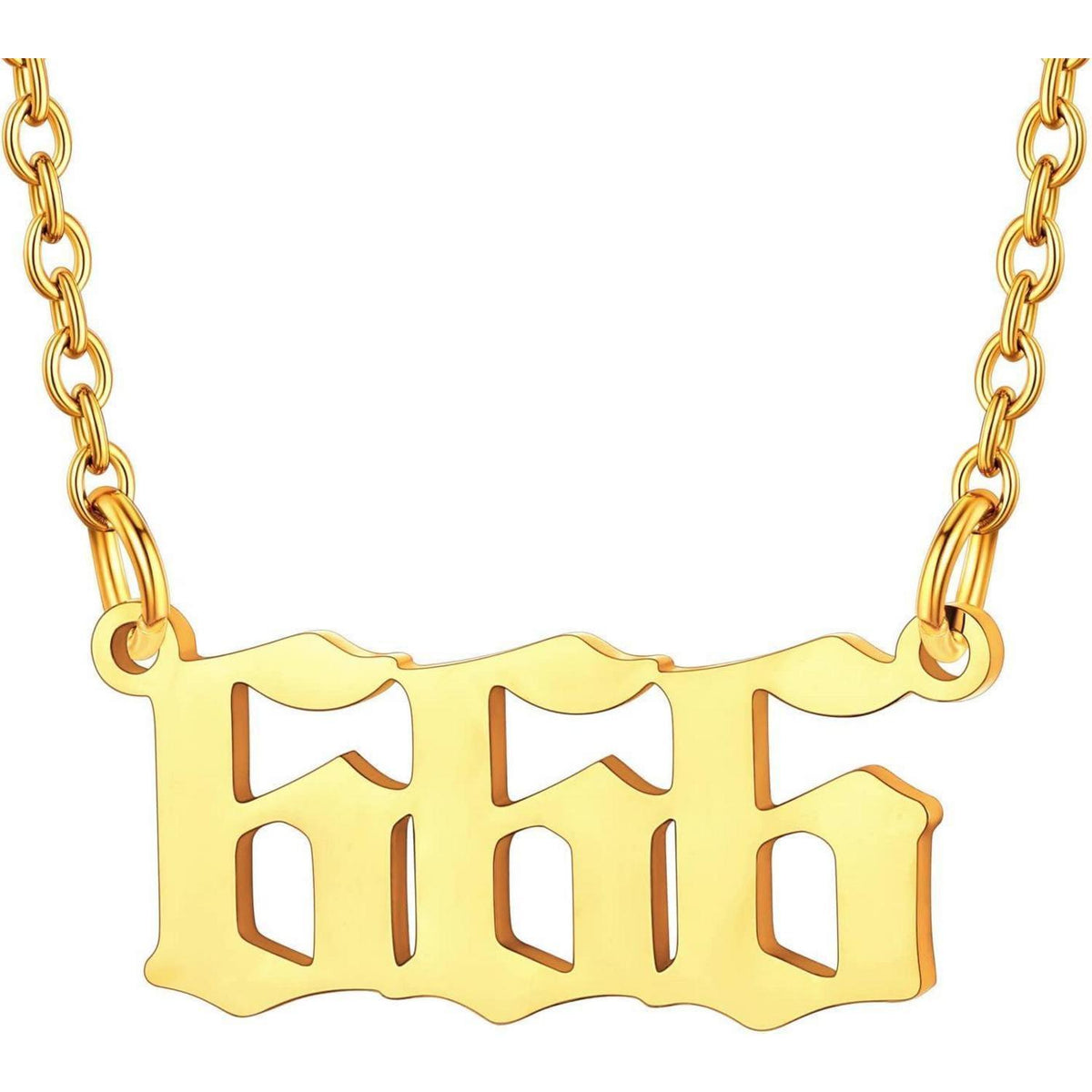 Engelszahl Halskette 666 Gold Edelstahl Damen Mädchen Glücksbringer