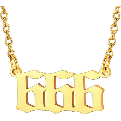 Engelszahl Halskette 666 Gold Edelstahl Damen Mädchen Glücksbringer