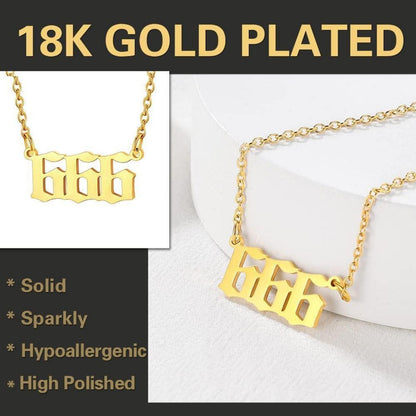 Engelszahl Halskette 666 Gold Edelstahl Damen Mädchen Glücksbringer