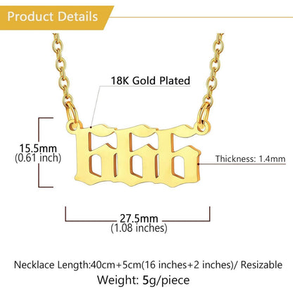 Engelszahl Halskette 666 Gold Edelstahl Damen Mädchen Glücksbringer