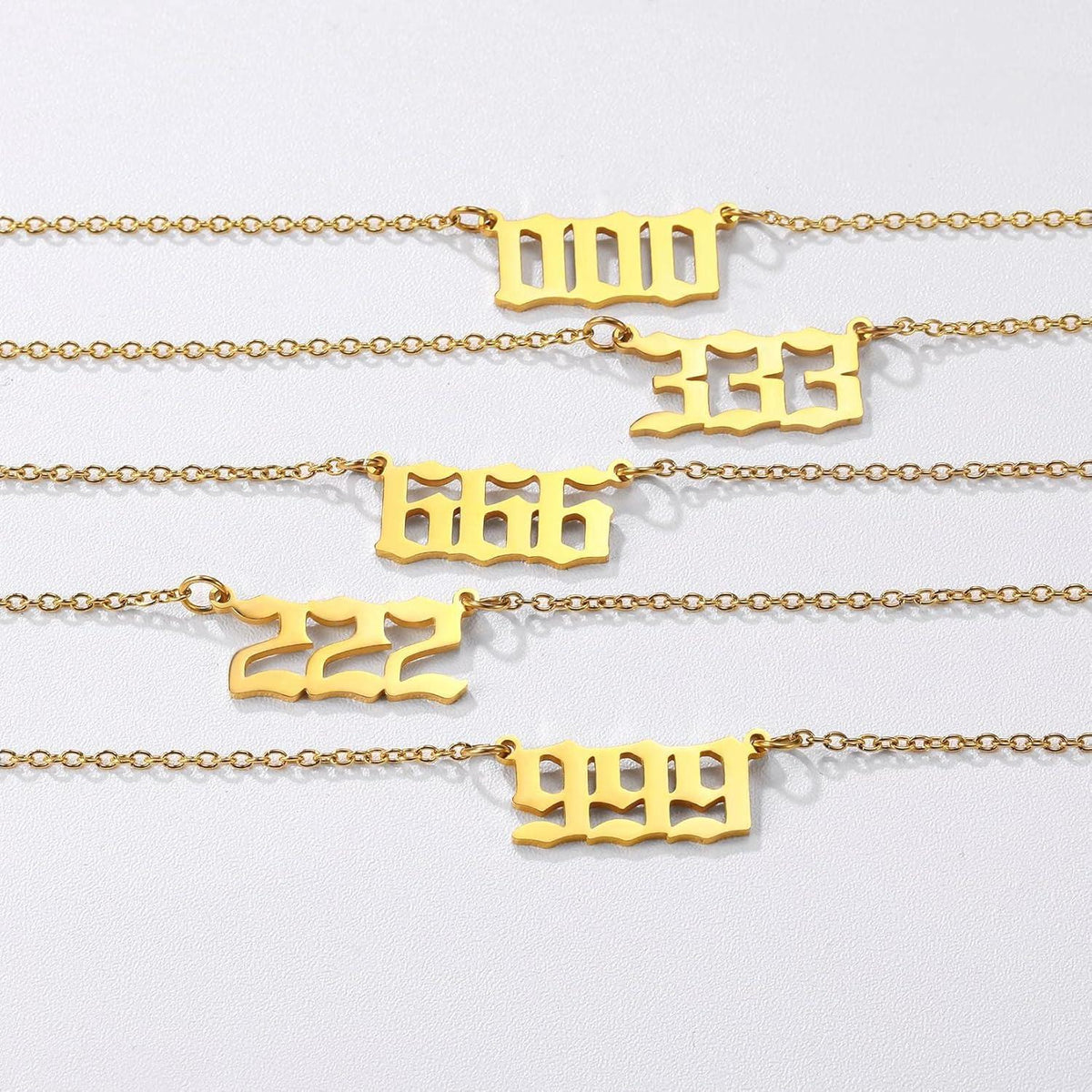 Engelszahl Halskette 666 Gold Edelstahl Damen Mädchen Glücksbringer