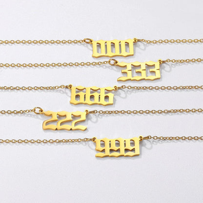 Engelszahl Halskette 666 Gold Edelstahl Damen Mädchen Glücksbringer