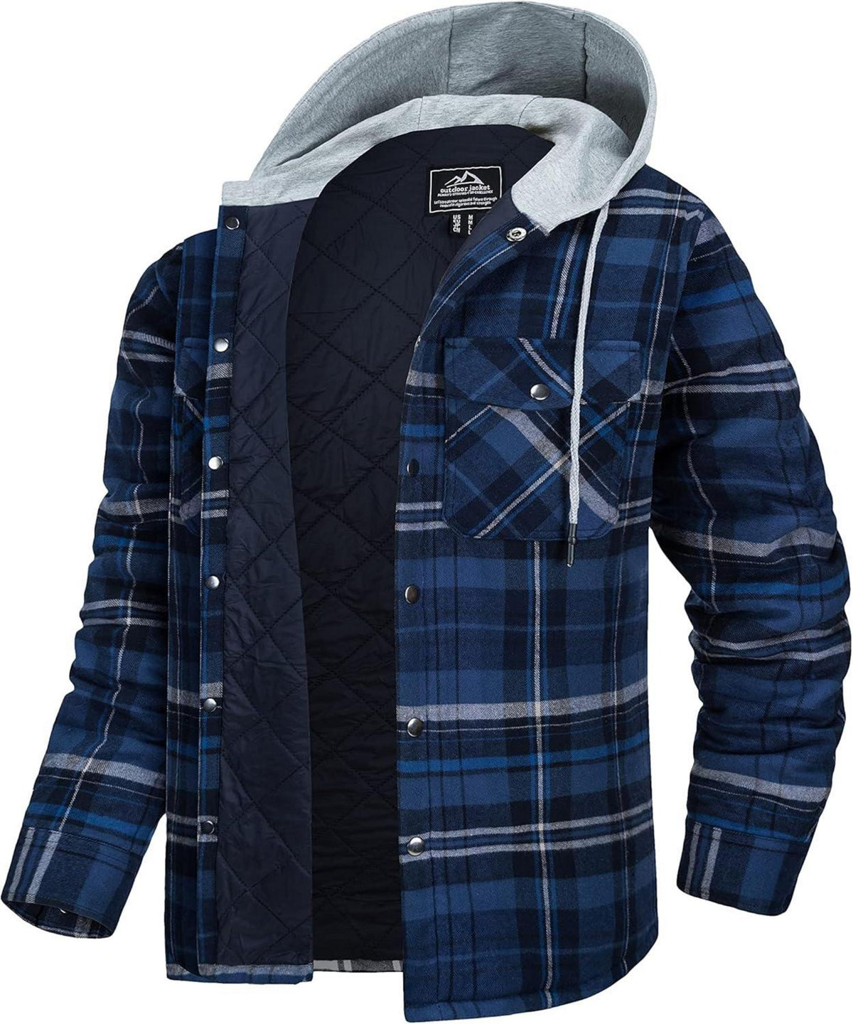 Kariertes Hemdjacke Winter Thermohemd mit Kapuze und Multi Taschen