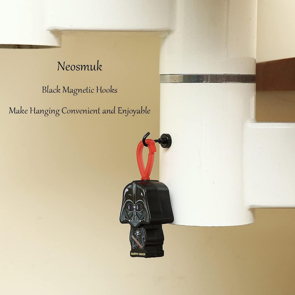 Neosmuk Magnethaken schwarz 10kg Magnet Extra Stark Organizer Werkstatt Haken