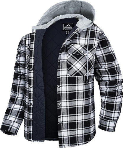 Kariertes Winter Thermohemd mit Kapuze und Multi Taschen