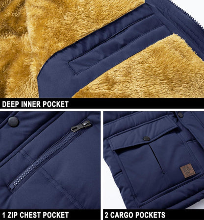 Herren Winter Parka Jacke Winddicht Outdoor Fleece Warm Wasserabweisend Große