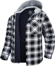 Karriertes Hemdjacke Winter Thermohemd mit Kapuze und Taschen