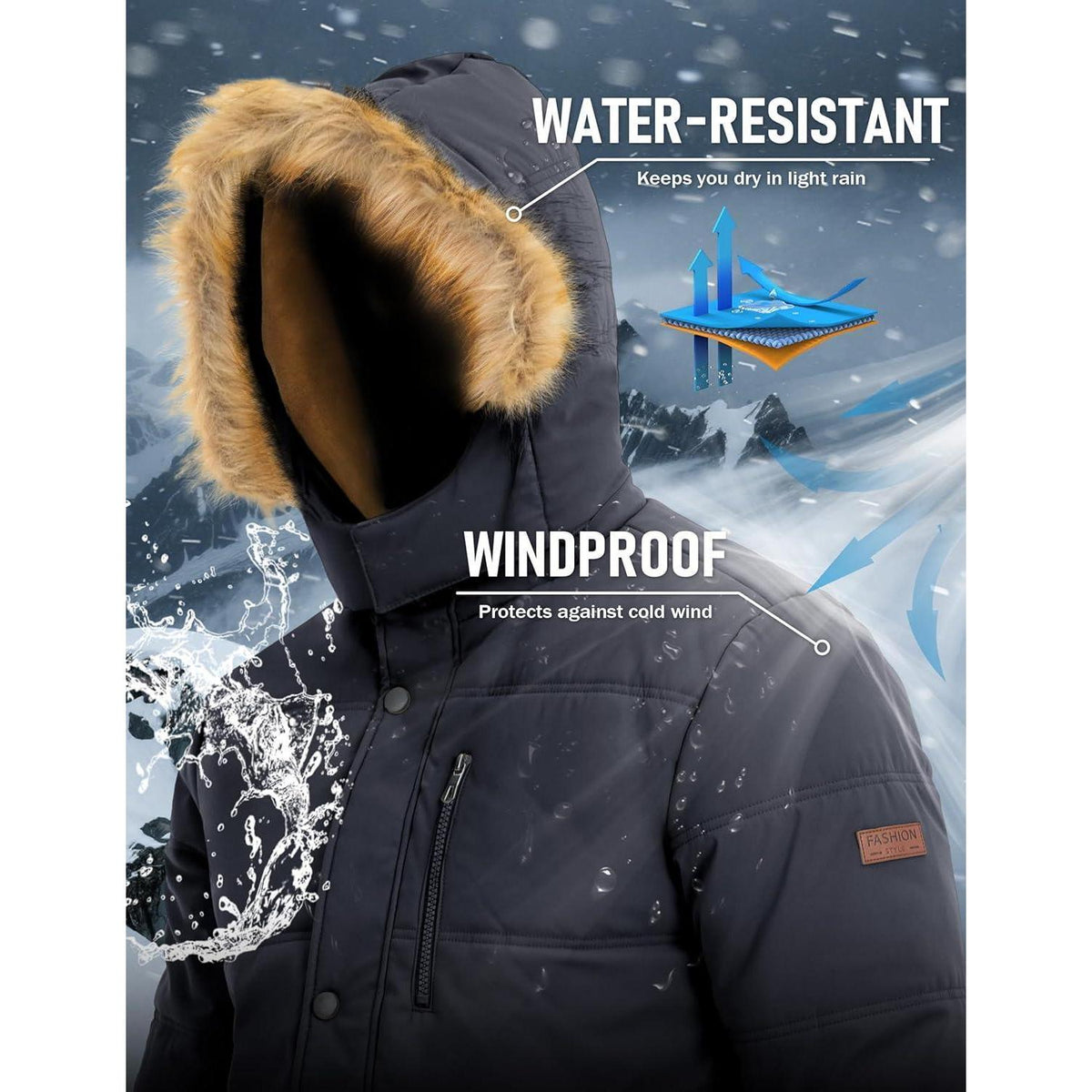 Herren Winter Parka Dunkelgrau | Warm & Winddicht