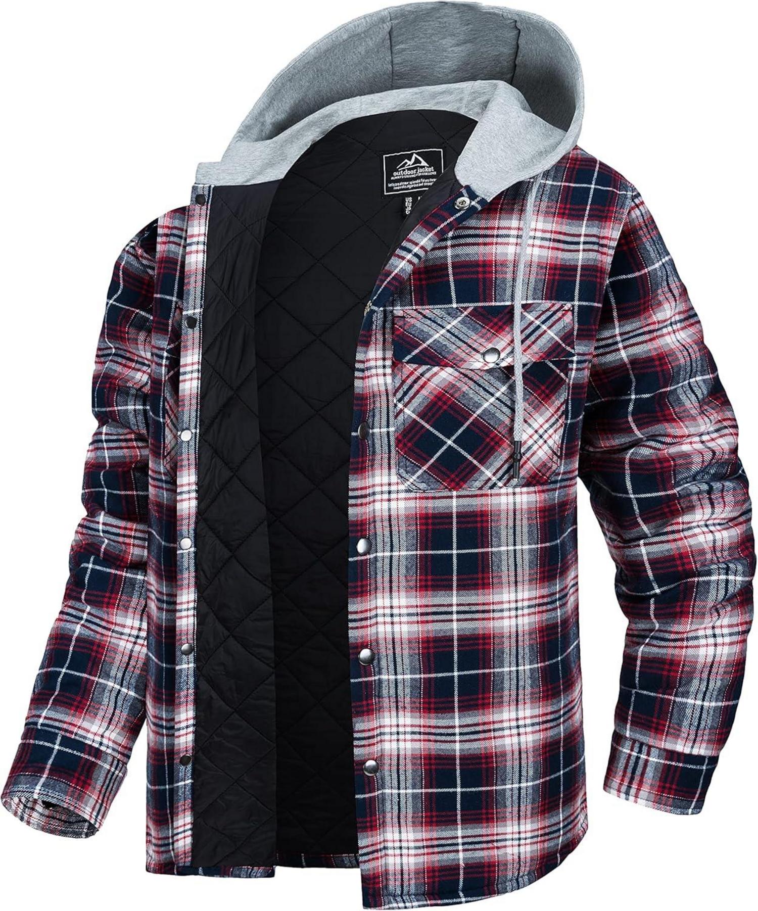 Kariertes Hemdjacke Winter Thermohemd Gefüttert Baumwolle Casual