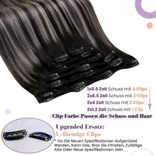 Clip-in Haarverlängerung Ombre Schwarz Silber Echthaar