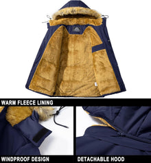 Herren Winter Parka Jacke Winddicht Fleece Outdoor Kapuze