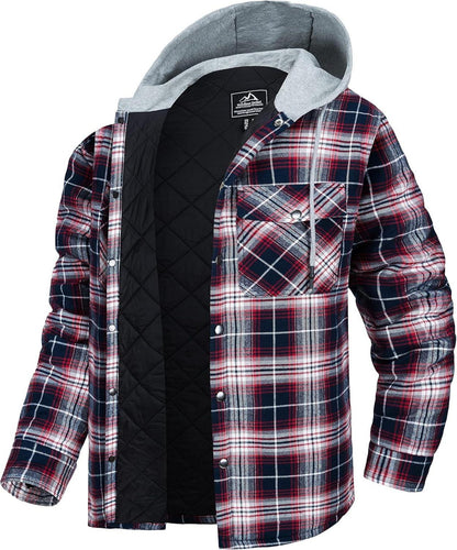 Kariertes Hemdjacke Baumwolle Thermohemd Multi Taschen Warme