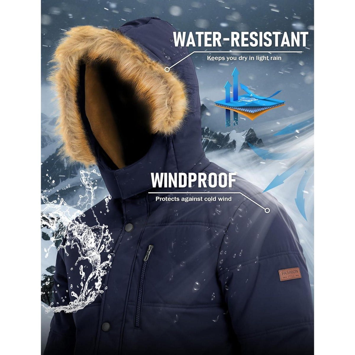 Herren Winterparka mit Kapuze – Warm & Winddicht für Outdoor Aktivitäten