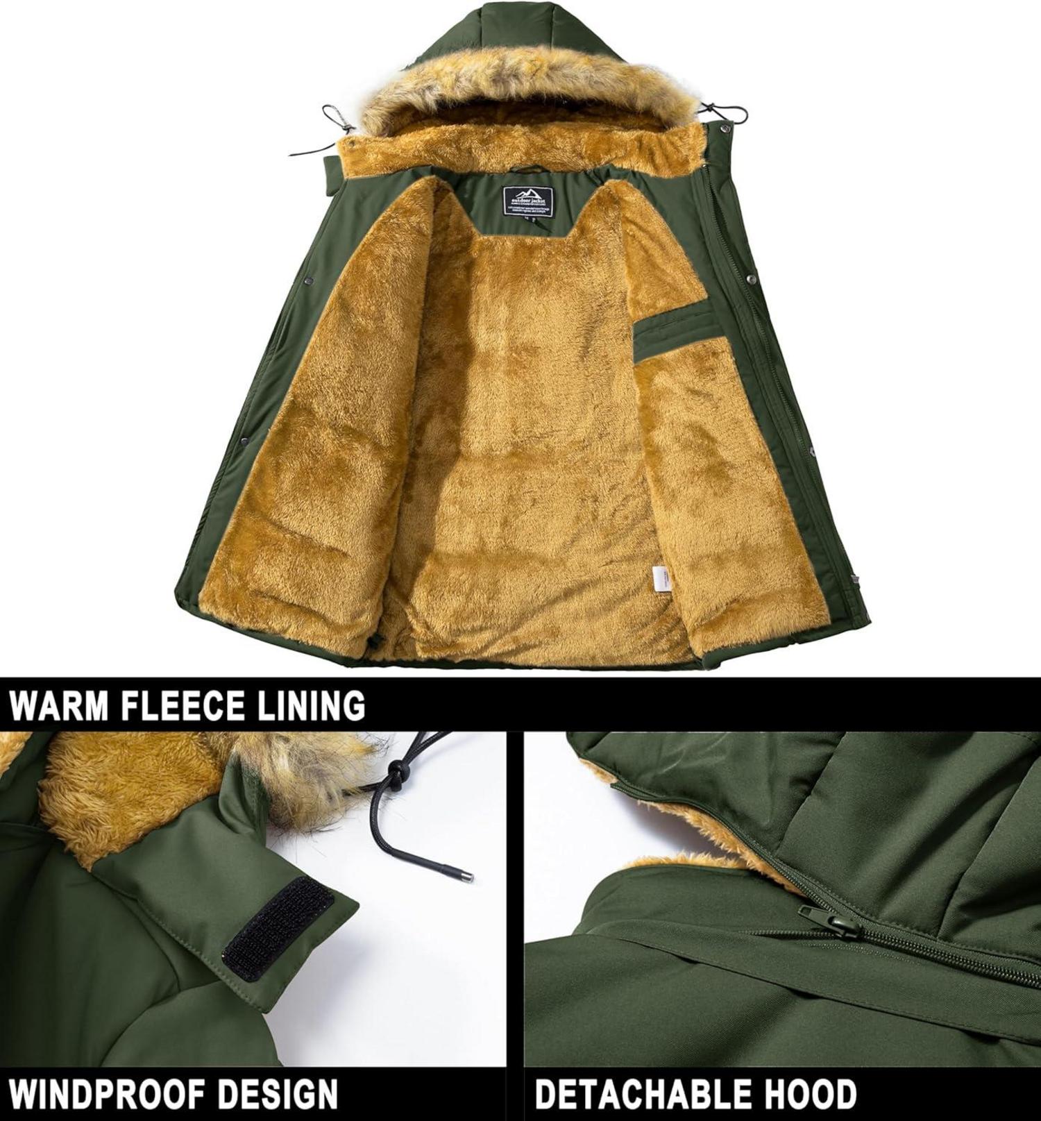 Herren Winter Parka Jacke Winddicht Outdoor Fleece
