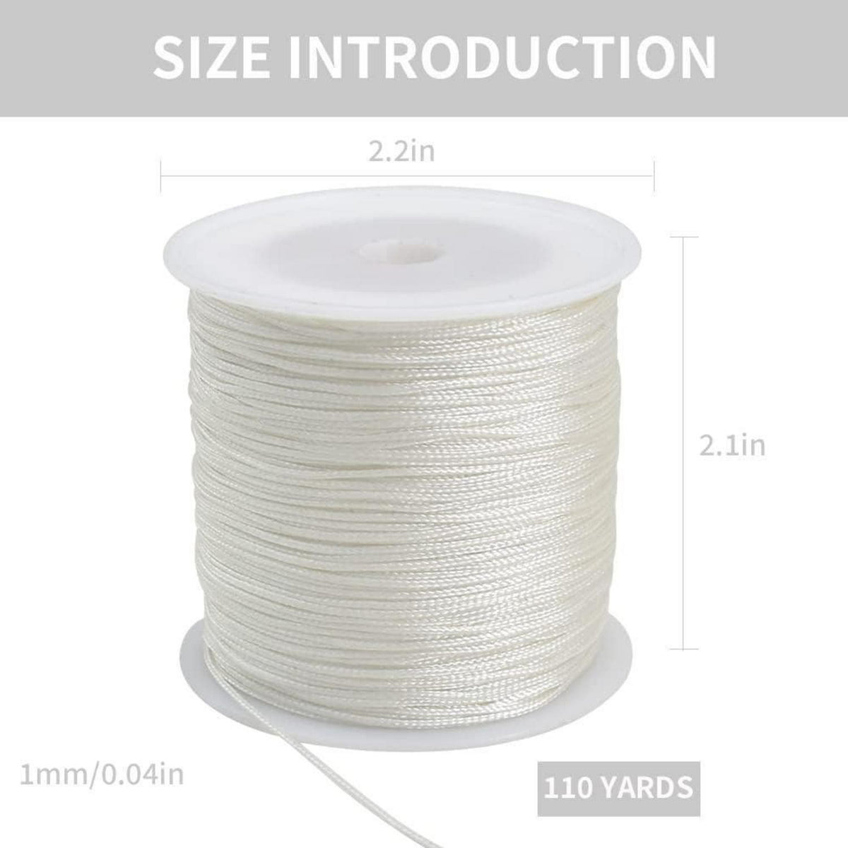 Weiße Nylonschnur 1mm - 91m für Schmuck & Makramee