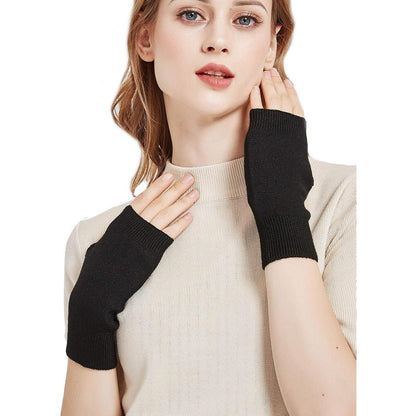 Fingerlose Damen Handschuhe Wolle Schwarz – Armstulpen & Handgelenkwärmer
