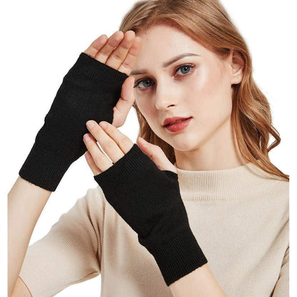 Fingerlose Damen Handschuhe Wolle Schwarz – Armstulpen & Handgelenkwärmer