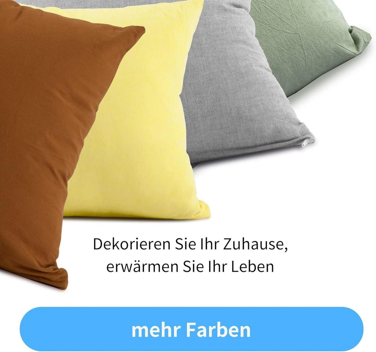 2er Set Kissenbezug 40x40 cm Grau Baumwolle Reißverschluss Superweich Gemütlich