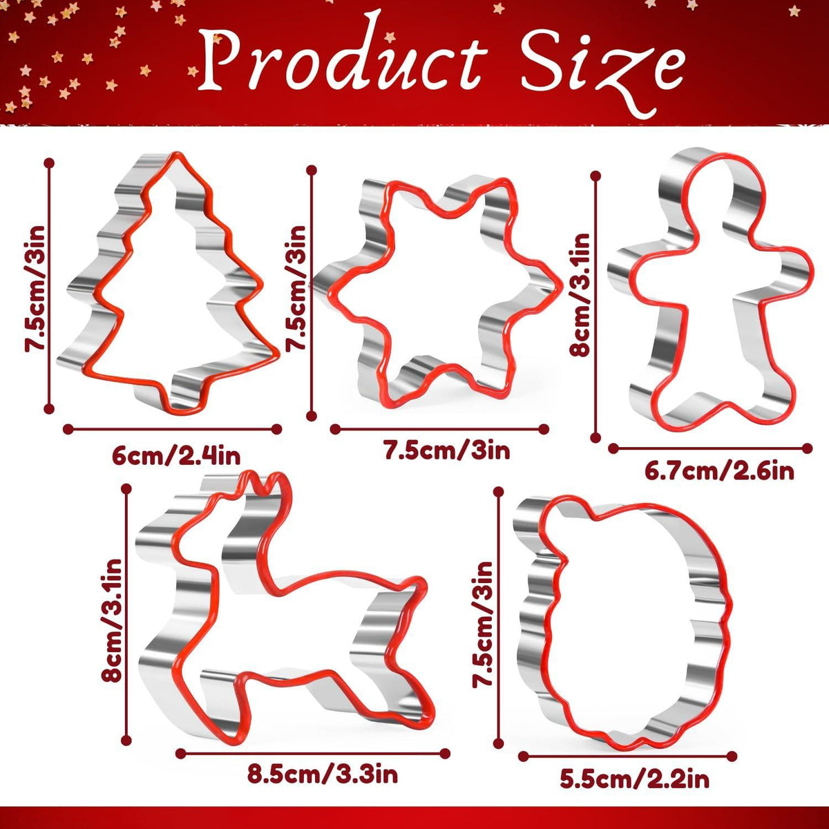 Weihnachts Ausstechformen Set 5-teilig Edelstahl Lebkuchen