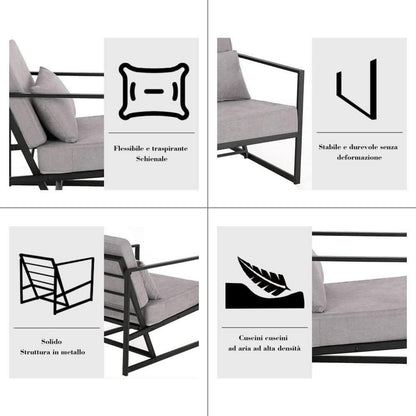 Gepolsterter Cocktailsessel Leinen Hellgrau – Bequemer Loungesessel